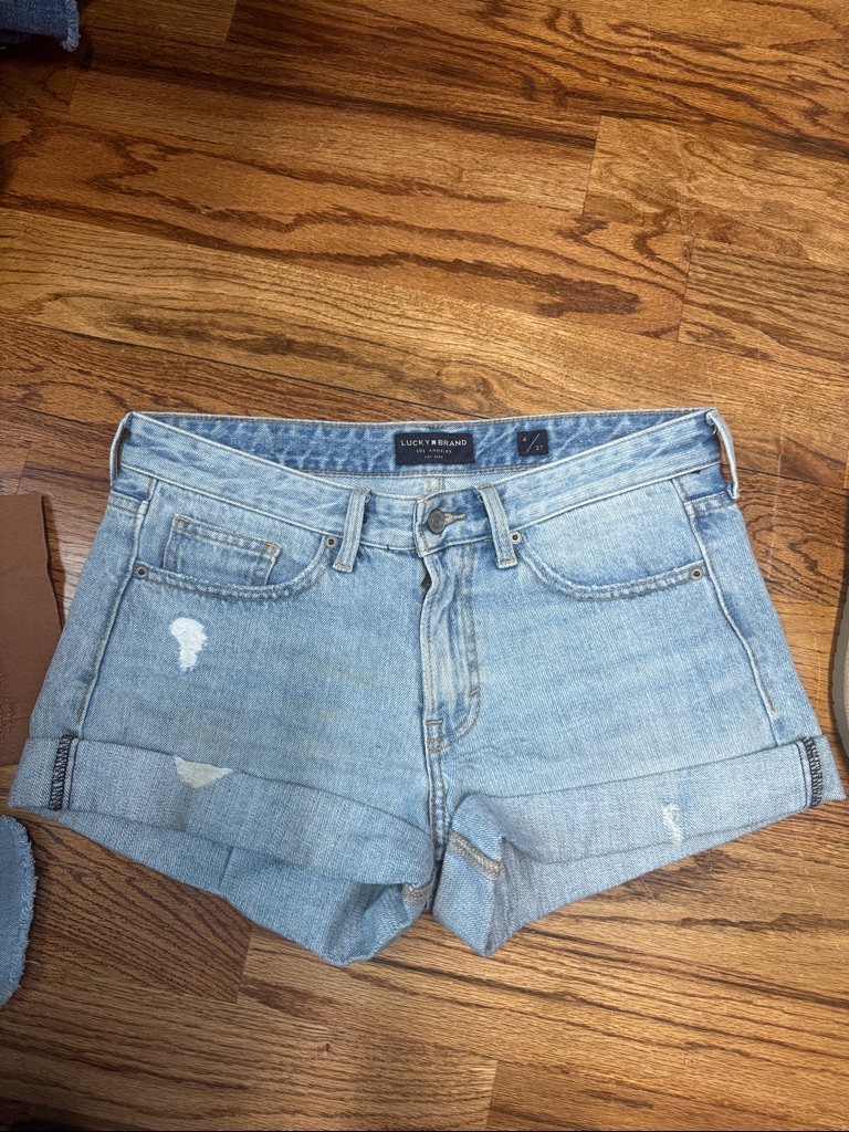 Lucky Brand Light Blue Distressed Denim Cuffed Shorts